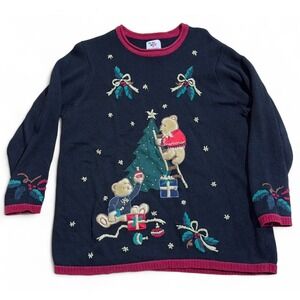 Nutcracker Christmas‎ Sweater Teddy Bear Holiday Crewneck Pullover XL